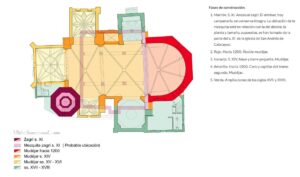 Torre de Alagón. Planta y fases de construcción (J. Peña, arquitecto)