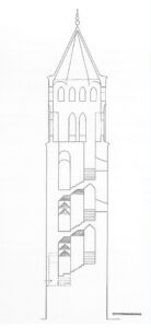 Sección vertical. Dibujo A. Sanmiguel.