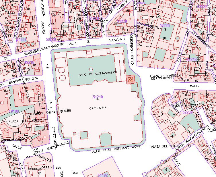 Orientación de la Catedral de Sevilla (Plano de Catastro)