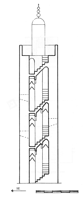 Sección hipotética en su estado original (Dibujo A. Sanmiguel)